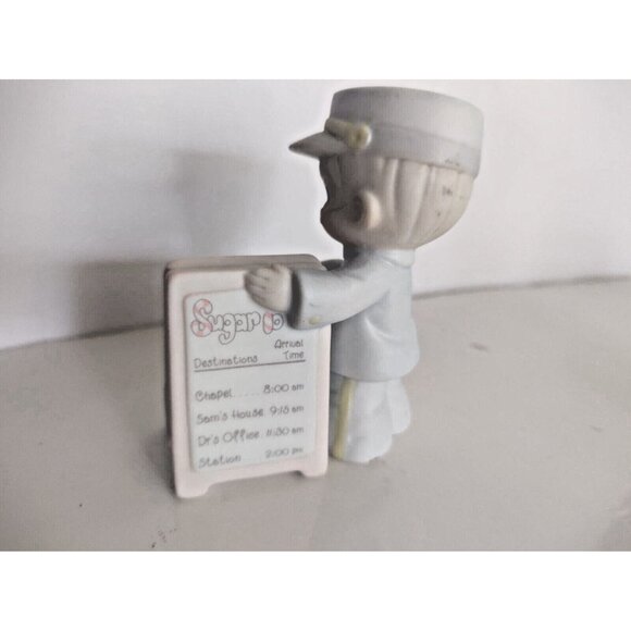 Two Vintage Precious Moments Sugar Land Theme Figurines 1995 Cat & Sign Holder - Picture 7 of 15